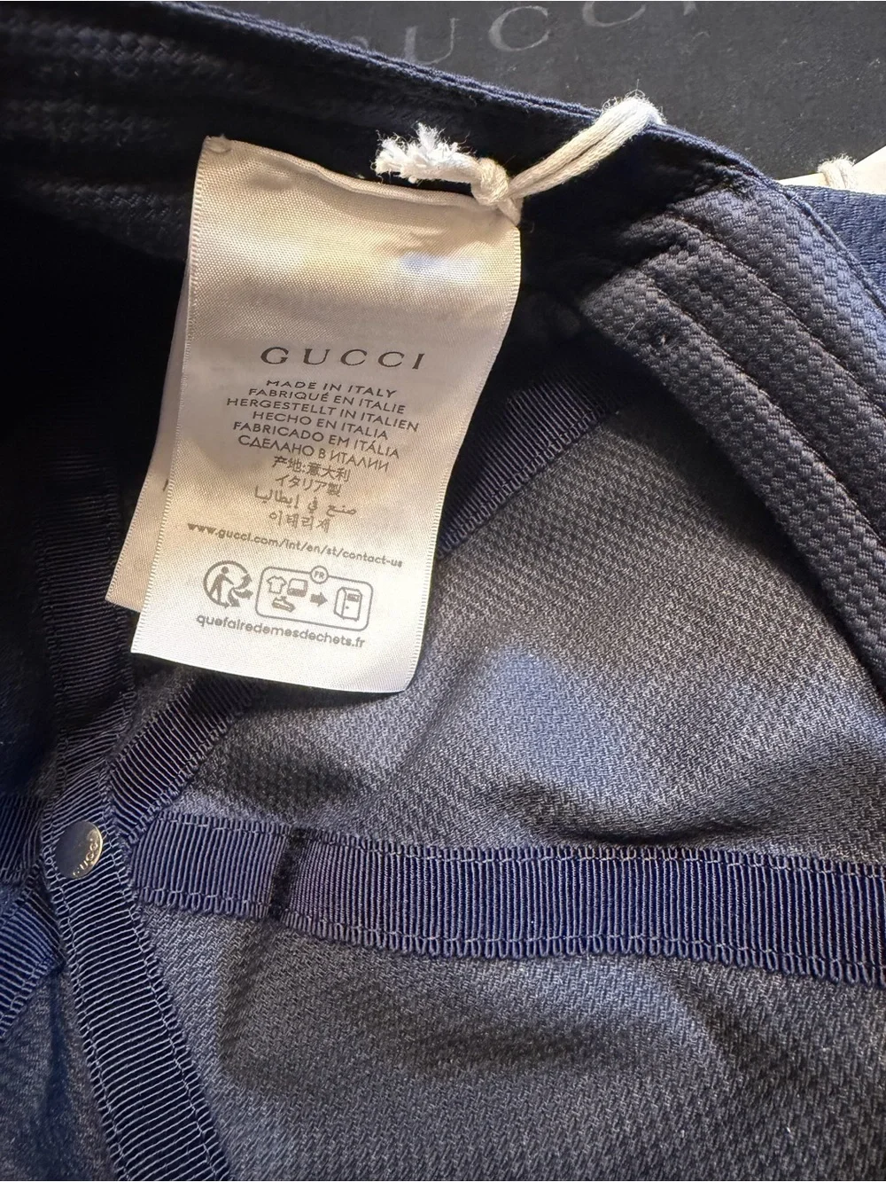 New Gucci Logo Navy Baseball Hat Size L